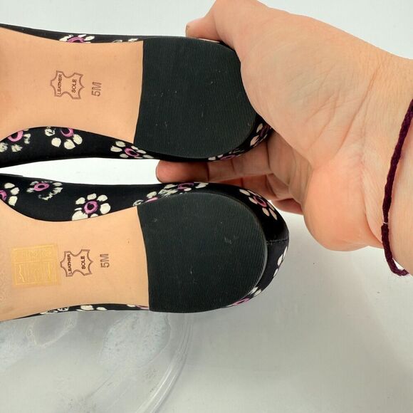 Tory Burch Rosalind Ballet Flats Women's Size 5 Black Floral Satin Bow Pointed - Picture 16 of 16